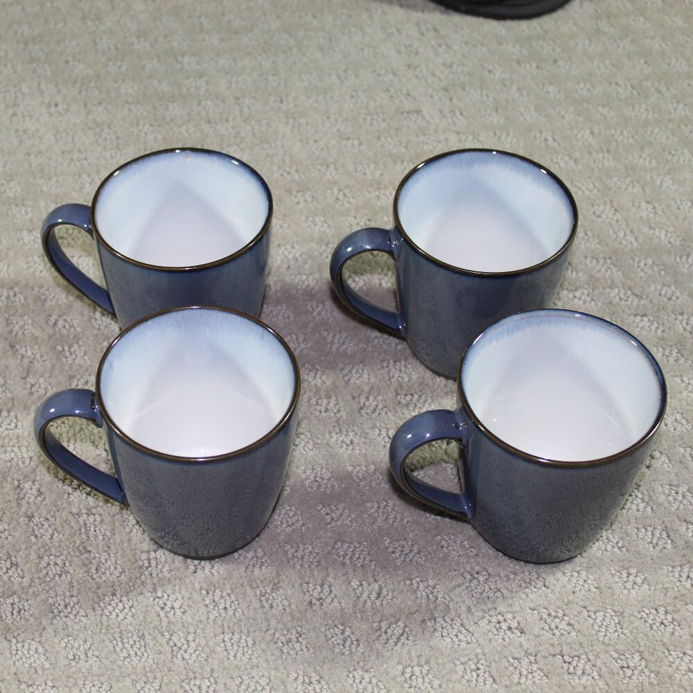 Sango Concepts Blue Ombre Eggplant Coffee Mugs 4in Discontinued Set of 4